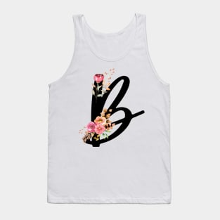 Letter B With Autumn Floral Wreath Tank Top